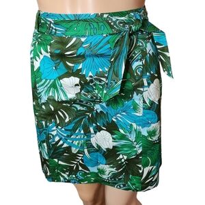 NWT Ann Taylor Hawaiian print blue green skirt. Belted. Size 2.